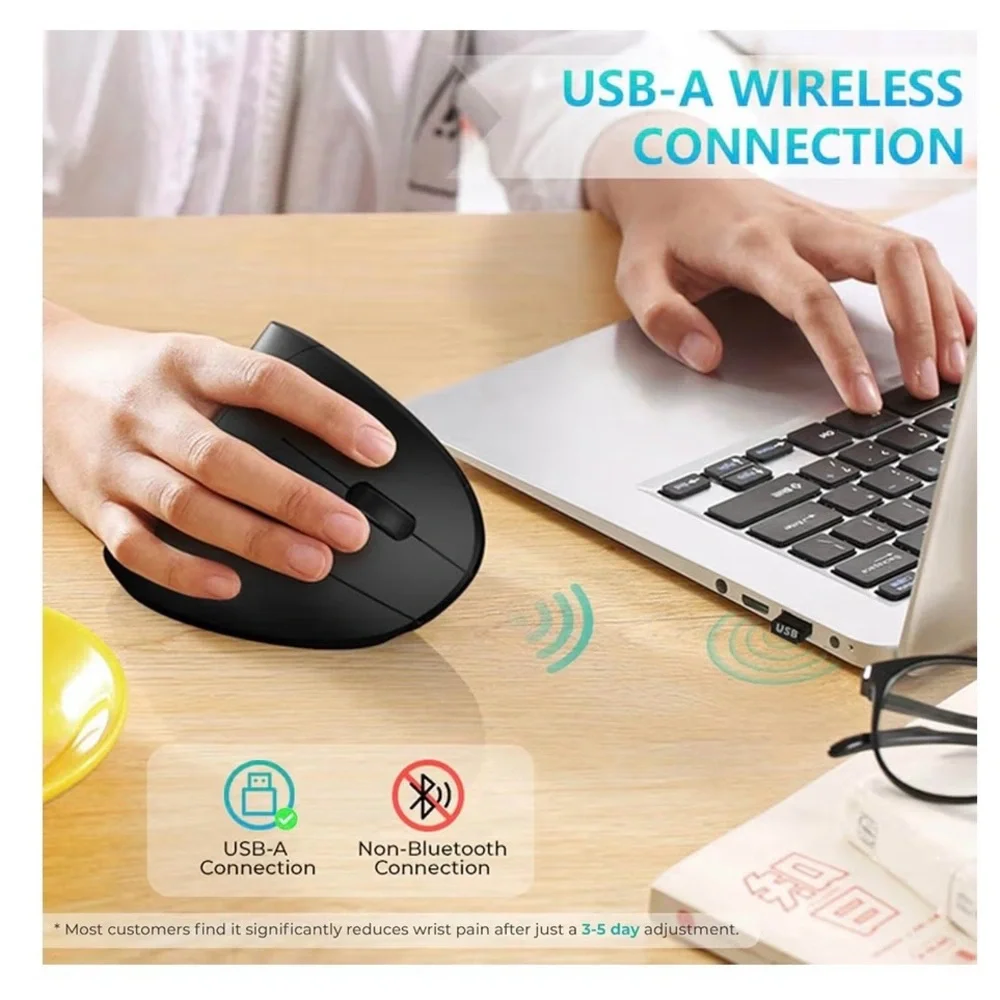 Levkey Vertical Black Ergonomic Rechargeable Wireless Mouse (A171)
